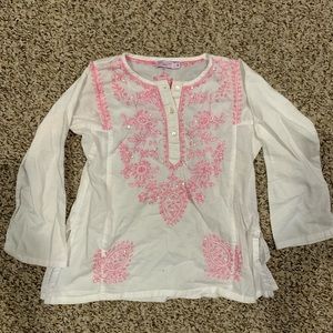 Girls size 4 cover up - pink and white sequin
